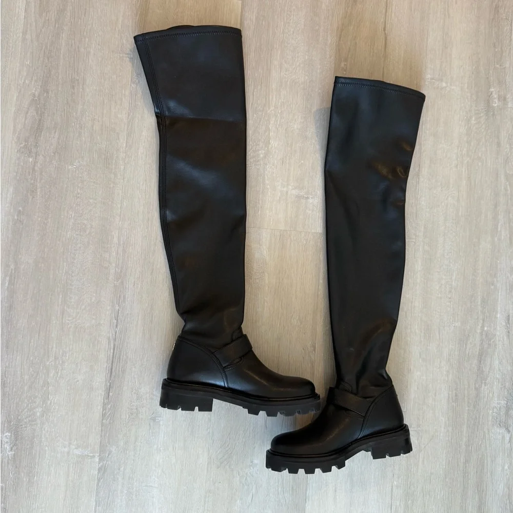 New JIMMY CHOO Biker II buckled leather over-the-knee boots $1,350 36